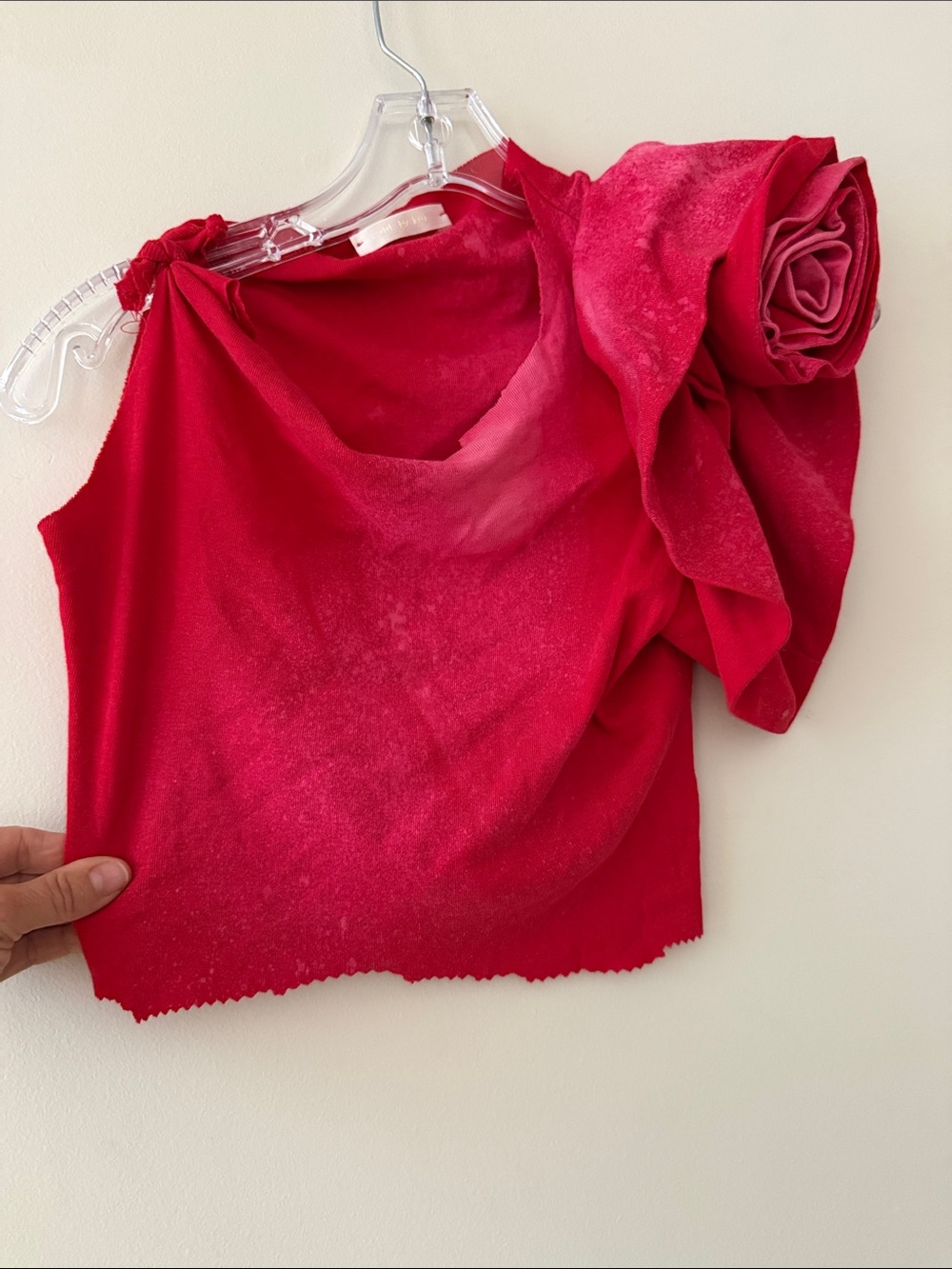 Red One-Shoulder Ruffle Crop Top